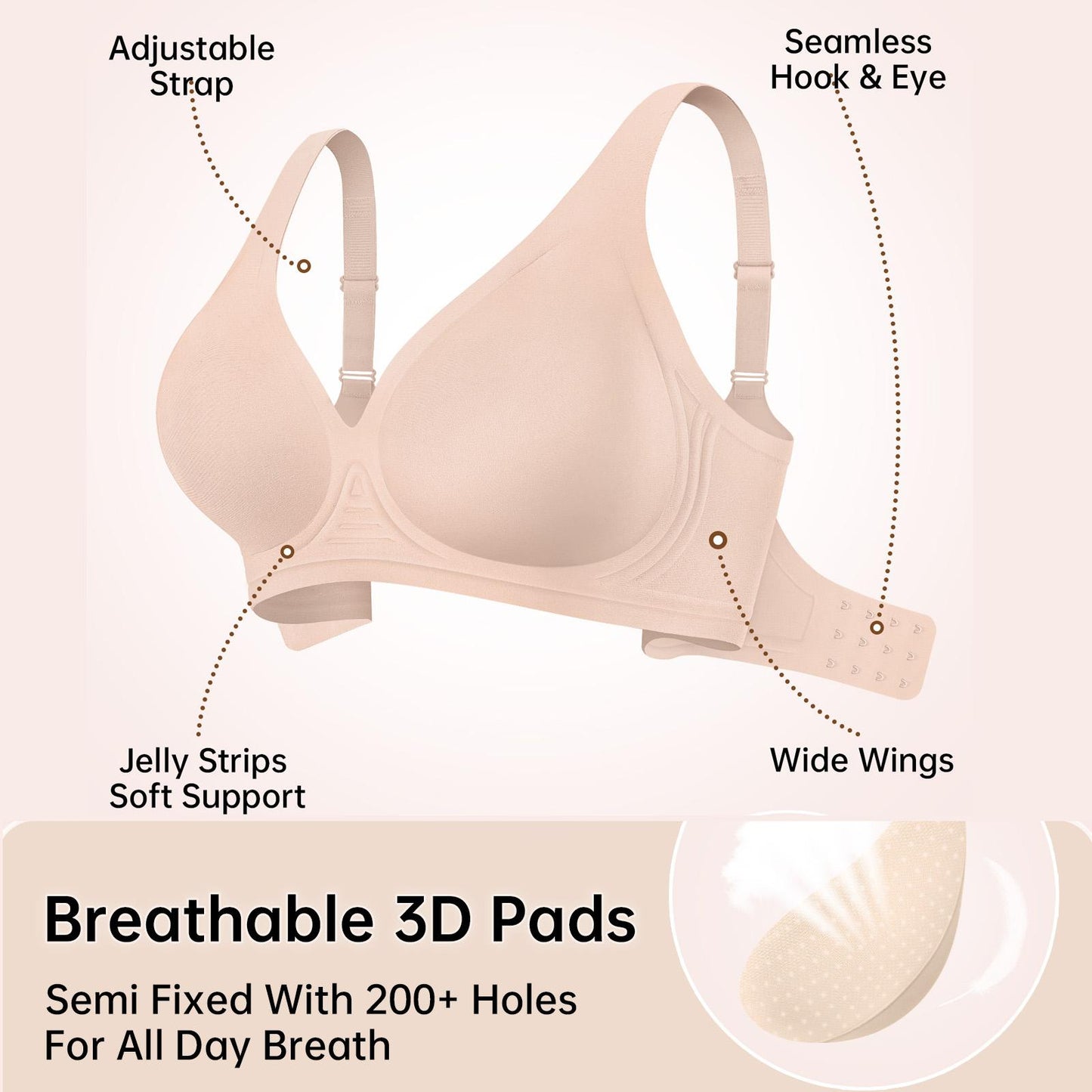 Jelly Seamless V neck wireless bra