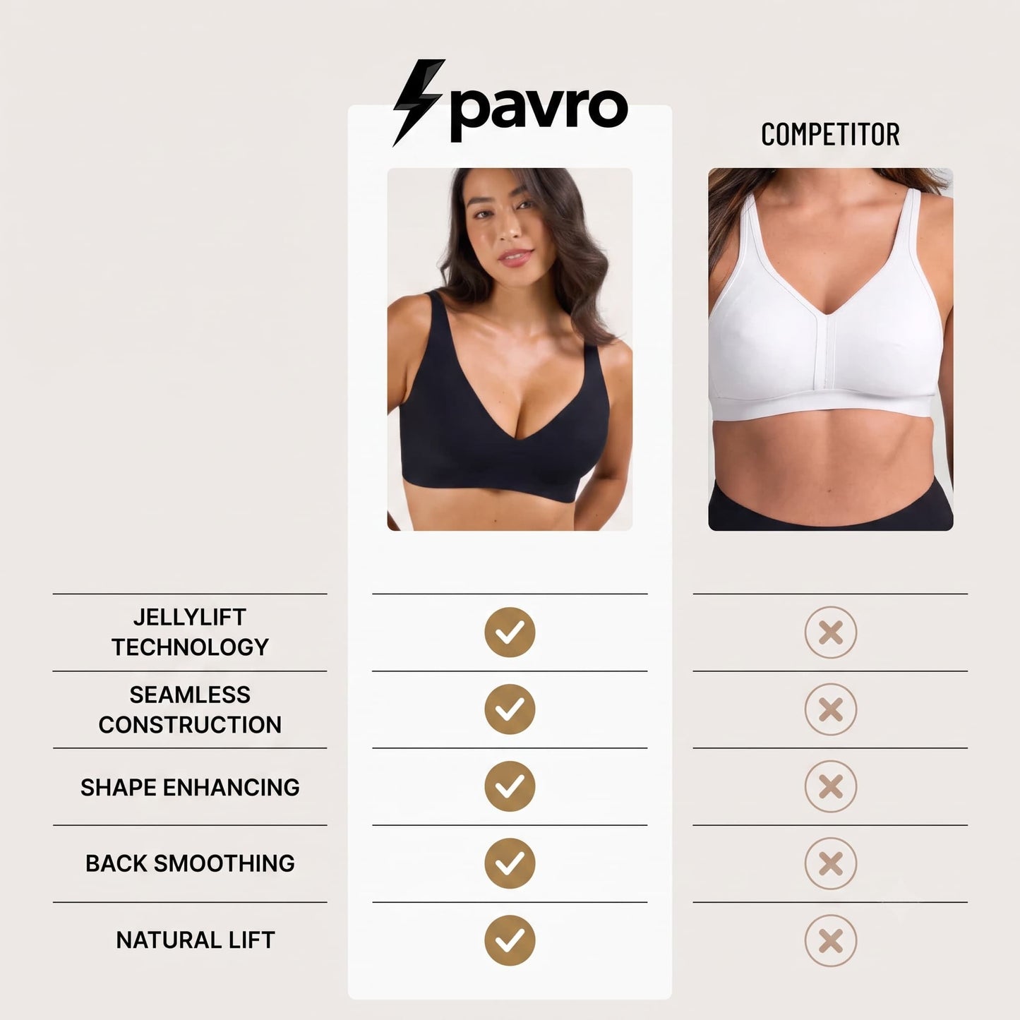 JellyLift Deep V Push-Up Seamless Wireless