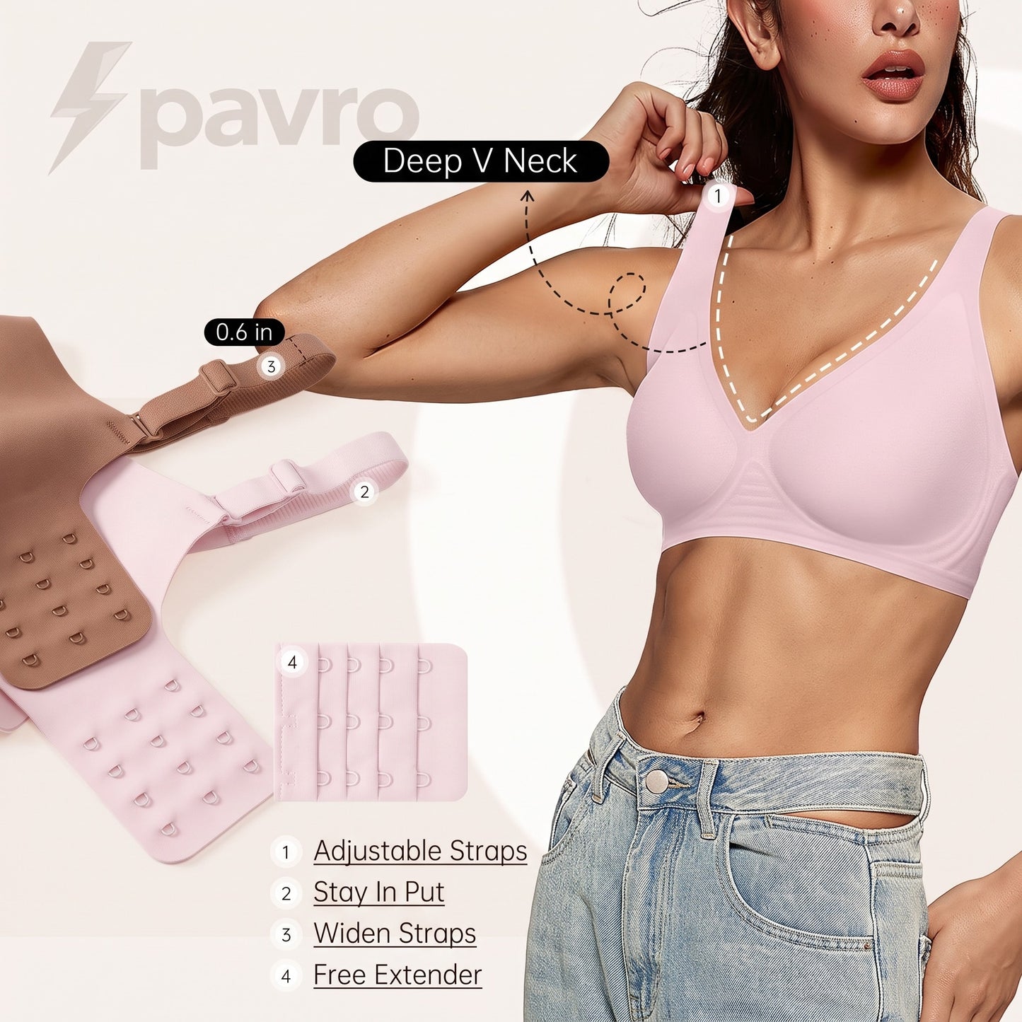 Jelly Seamless V neck wireless bra