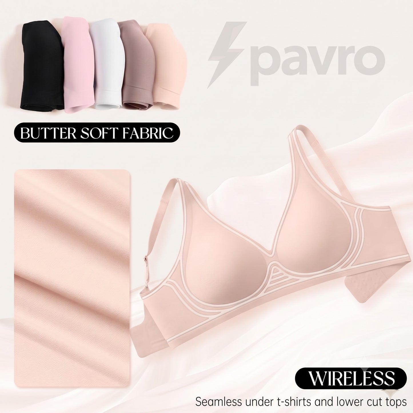 Jelly Seamless V neck wireless bra