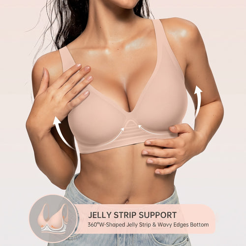 Jelly Seamless V neck wireless bra